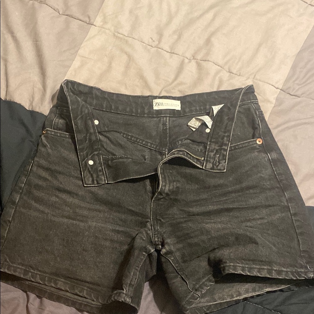Zara Charcoal Denim Shorts